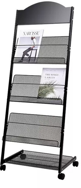 철제 매거진랙 전단지 브로셔 진열대 거치대 잡지 꽂이 디스플레이 광고지 홍보물 팜플렛, M.63cm 4단 실버 아크 (스페셜 오퍼)