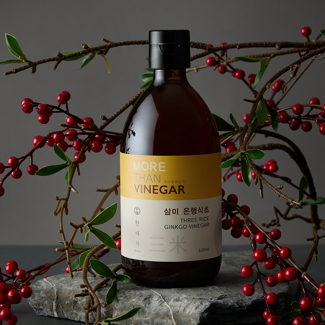 한애가 삼미 은행식초 | 3년 숙성 은행과 3가지 쌀로 빚은 천연발효식초 [원산지:국산(인천광역시 강화군)], 3개, 500ml