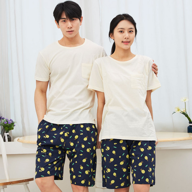 국내생산 순면 M-XL 여성/남성 홈웨어 파자마 잠옷 상하복 실내복 세트