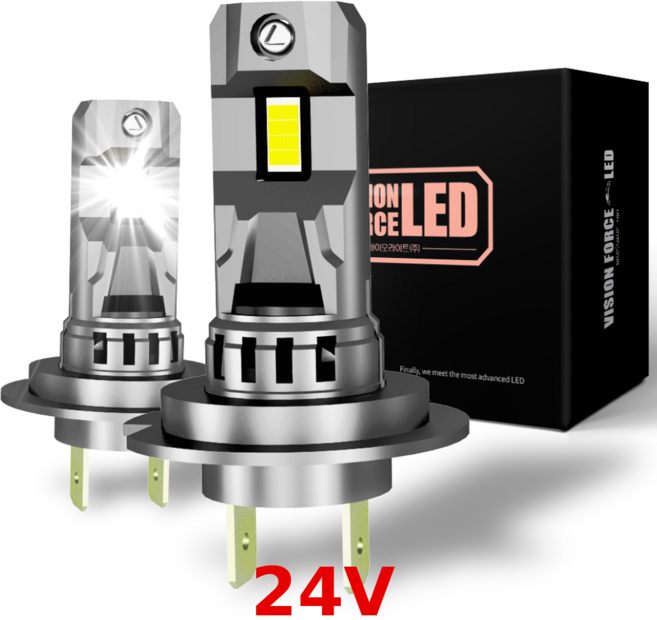 바이오라이트 비전포스 24V H7 H4 H11 LED 헤드라이트 상용차 트럭 버스 전조등 상향등 하향등 안개등 고광량 1세트, 2개