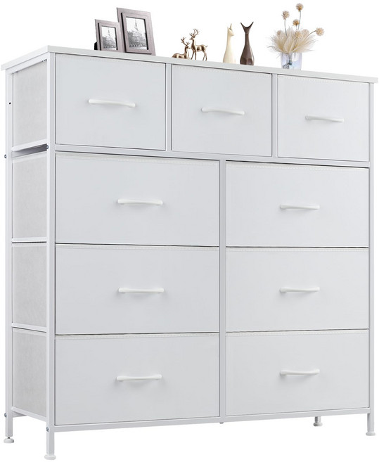 모아니스 패브릭 서랍장, 화이트, 9단