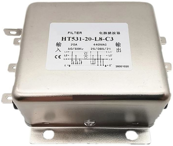 EQIQYXVN Three Phase 380V Power Filter HT531 20 L8 C3 10A20A30A40A100A 50 M6 G3 50A, HT531-20-L8-C3 20A, 1개