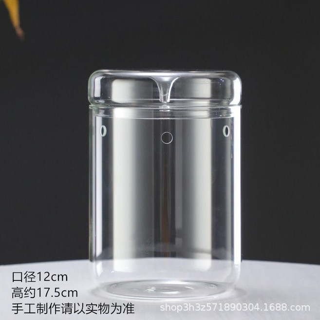 露集杯 微景觀生態瓶 玻璃罩生態苔蘚植物 辦公室創意盆景 高硼硅玻璃 直徑12公分高17.5公分, 1個, 玻璃露集杯直徑12公分高17.5公分