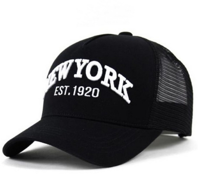 보씨엘 물놀이 망사 뉴욕 1920 자수 레터링 면 코튼 볼캡 메쉬캡 야구모자 여름
