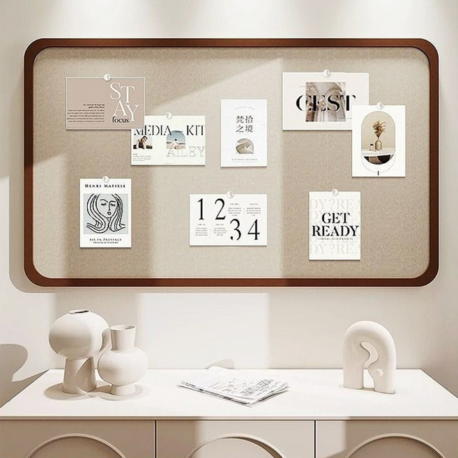 부착식 펠트 게시판 보드 사무실 가정용 무타공메모판, 브라운-80x120, 1개