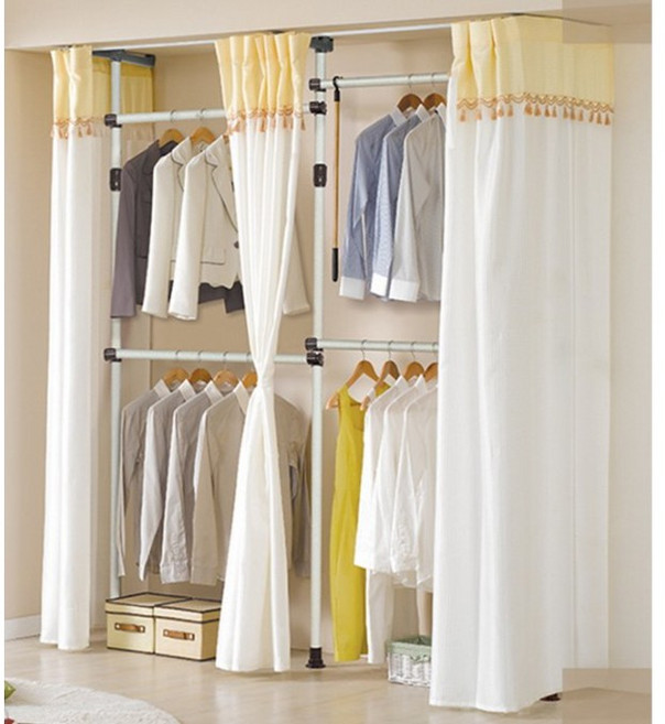 업그레이드 드레스룸 행거 38mm 4단 (9145) / 커튼행거 고정식옷장