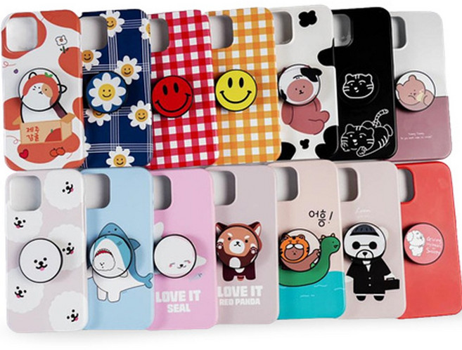 갤럭시 아이폰 케이스 전기종 그립 톡홀더 스마트톡 세트 젤리케이스 하이바이