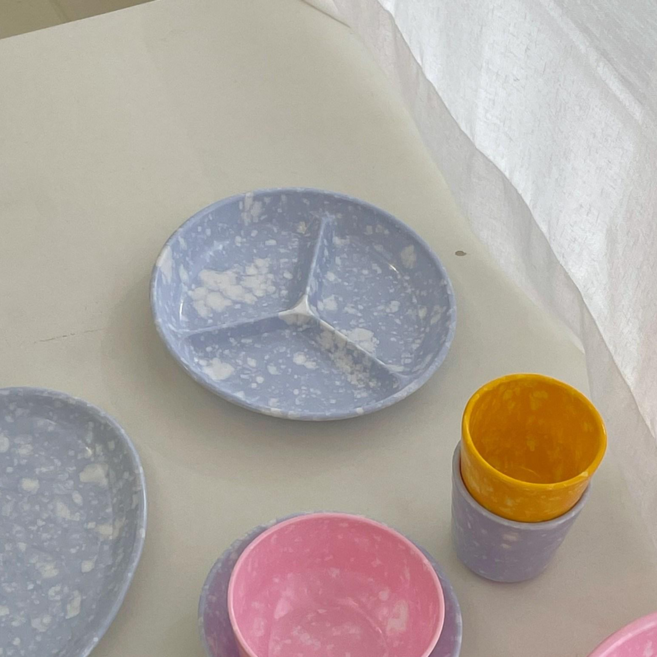 (원삼절) 멜라민 레트로 분식접시 포장마차 분식집 그릇 4colors, 1개, 그린