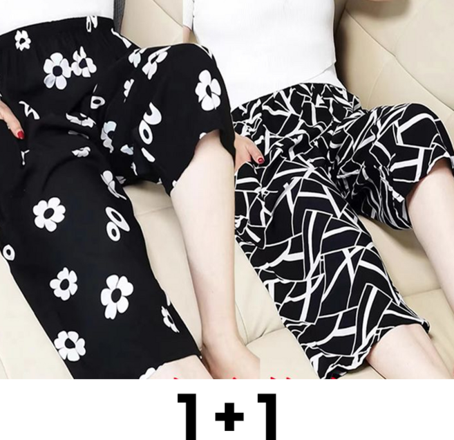 메인워크 1+1 중년 여성 빅사이즈 7부 바지 여름 엄마룩 냉장고 할머니 팬츠 데일리 슬림핏 쿨링 하객룩 루즈핏 팬츠 2매입