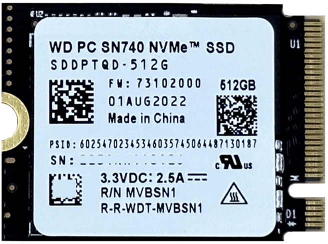 SN740 1TB 2230 스팀덱 SSD 호환 교체 WD SN740 M2 NVME 1.4 PCIE4.0x4 steamdeck, SN740 2TB, SN740 2TB