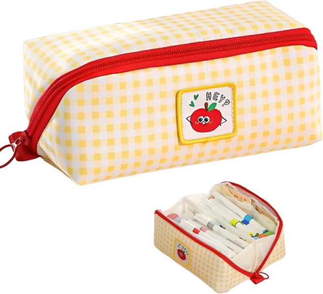 킵틸 오픈형 대용량 필통 올인원 수납 패브릭 펜파우치, 1개, 노랑