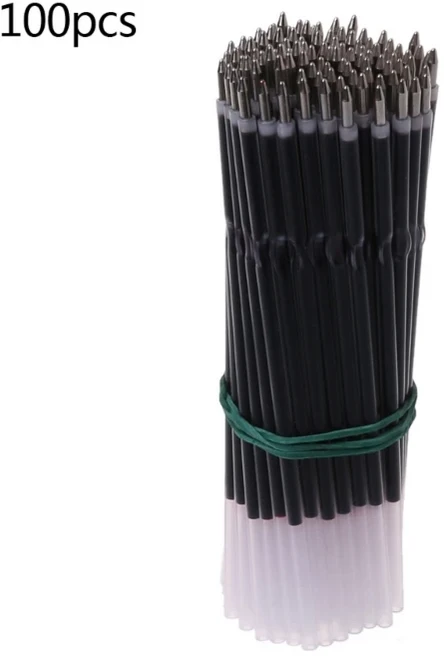 100 개 0.7mm 볼펜 리필 중간 포인트 개폐식 펜 블루/레드/블랙 잉크 107mm 길이 학교 사무실 용, [01] Red