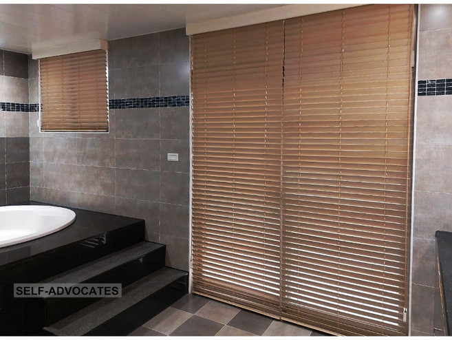 自我主張窗簾坊 細紋環保木系列單繩式細梯帶百葉窗簾