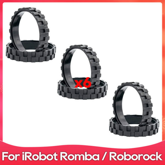 iRobot Roomba 시리즈 용 타이어 휠 500 600 700 800 900 Roborock S5 Max S6 MaxV S6 Pure E5 로봇 진공 청소기 예비 부품, 3)6 Pcs