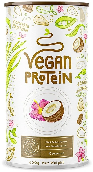 Alpha Foods Vegan Protein Powder 알파푸드 비건 프로틴 파우더 코코넛맛 600g, 1개 - 쿠팡