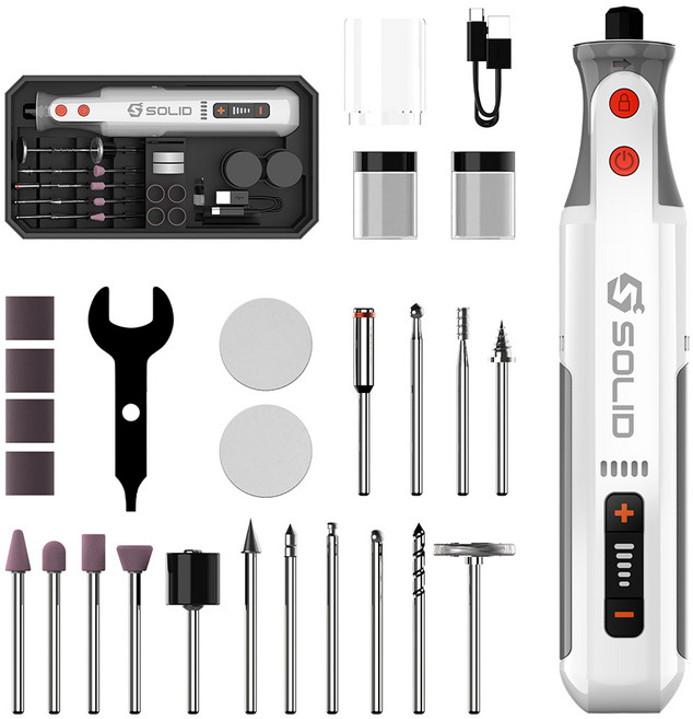 솔리드 미니 그라인더 조각기 8V 충전 무선 전동 소형 핸드 로타리툴 광택 샌딩 연삭기 연마기 S-MG08, 1개