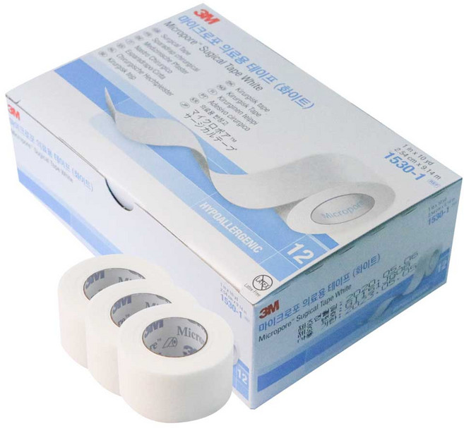 3M 마이크로포 의료용 테이프 화이트 1530-1 12개 종이반창고, 12개입, 1개