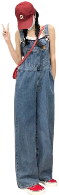 여성용 빅 사이즈 멜빵 청바지 루즈핏 데님팬츠 뉴타임즈 P508K128