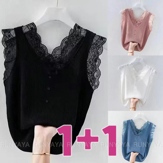 1+1 쿨 민소매 나시티 빅사이즈 이너 티셔츠 여성용 소프트 기본티 데일리룩 여름이너티 D99U