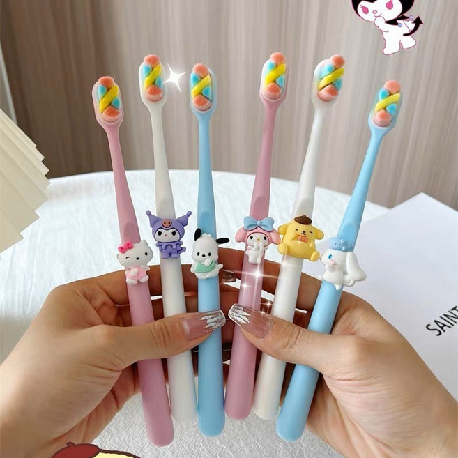 산리오 캐릭터즈 피규어 연모 칫솔 6종 세트, 1세트, 6개입, 믹스색상