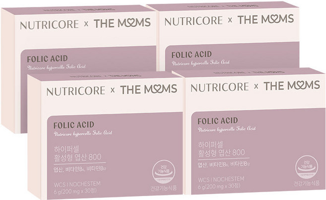 [공식] 뉴트리코어 X 더맘스 하이퍼셀 활성형 엽산 800, 4개, 30정