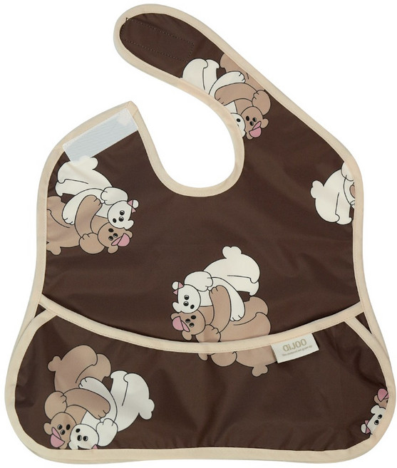 아이주 링크빕 자기주도 이유식 턱받이 방수 턱받이 이유식 초기 중기 후기, 1개, 나시링크빕 초코베어, 1개입