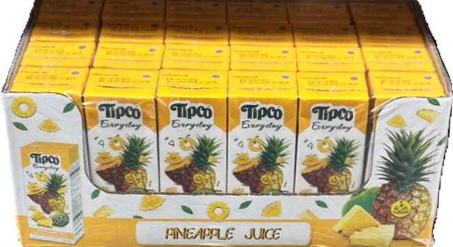 100% 착즙 파인애플과 코코넛 워터로 만든 태국 팁코 파인애플 착즙 주스 200ml x 24 음료, 24개