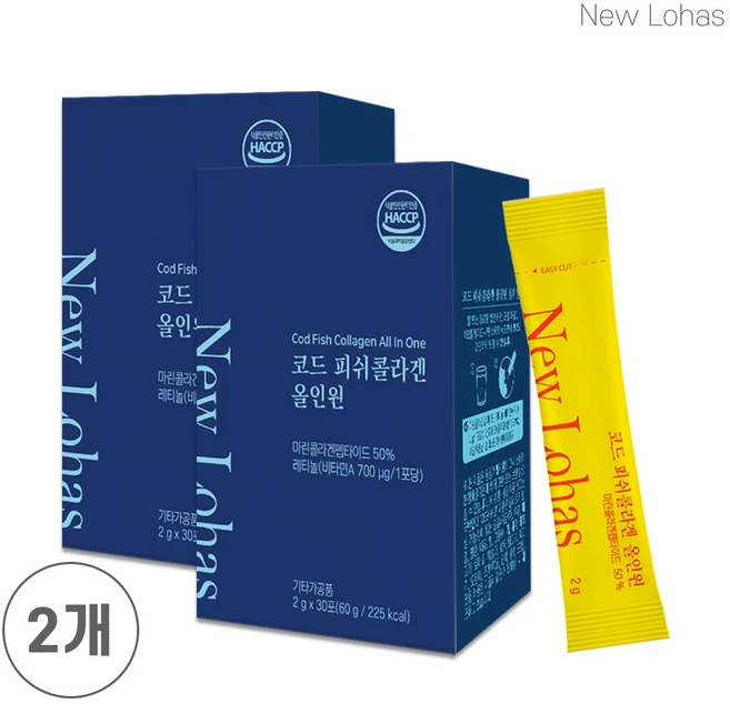 [리뉴얼 출시 이벤트] 노르웨이 코드 피쉬콜라겐 올인원 (콜라겐+레티놀+5종원료), 60g, 2개 - 쿠팡