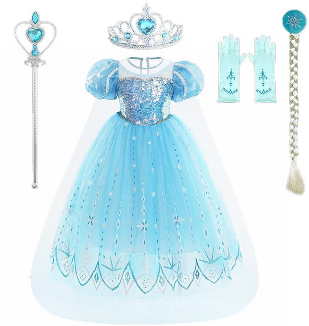 유니엔젤 퍼프소매 엘사 드레스+4종세트