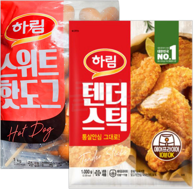 팔도맛쟁이 하림 스위트 핫도그 1kg + 텐더스틱 1kg, 2개