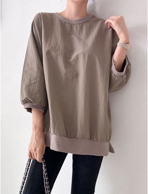 웬디즈갤러리 아노락 루즈핏 8부 맨투맨 티셔츠 STS105