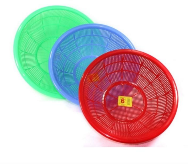유진 플라스틱 원형소쿠리 1호~14호 (3개 1세트) 김장 채반 바구니 과일 야채, 적색, 3개