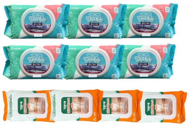 [기본에] 세균닦는 행주티슈 6팩 + 물걸레 청소포 4팩, 1세트, 상세 설명 참조