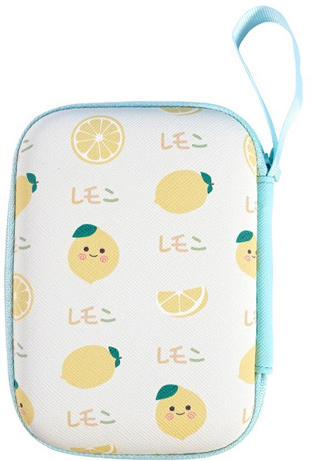 바나나랜드 후르츠 보조배터리 SSD 외장하드 케이스 파우치 여행용 미니 소품 화장품 다용도 보관함 가방, 레몬, 1개