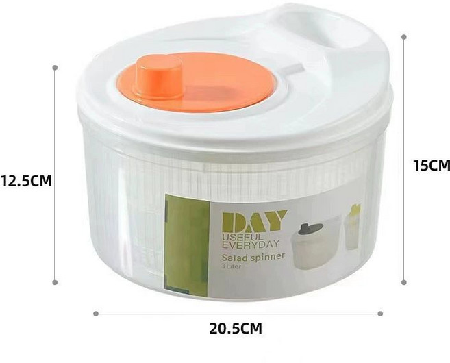 가정용 야채 탈수기 초경량 채소 탈수, 소형 3L 감귤오렌지, 1개