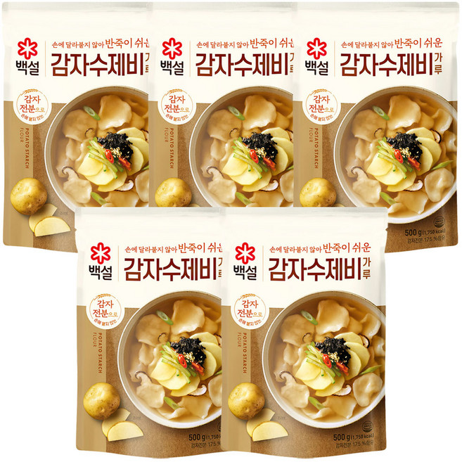 백설 감자수제비 가루, 500g, 5개