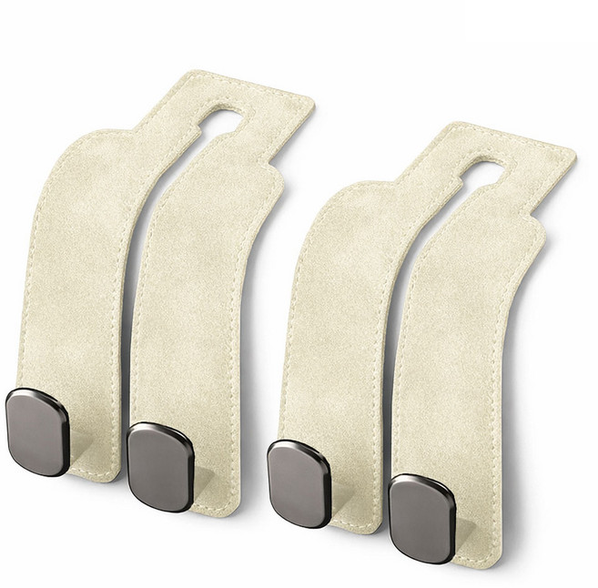 준랩 차량용 헤드 홀더 후크 가방 걸이 거치대, 베이지, 2개