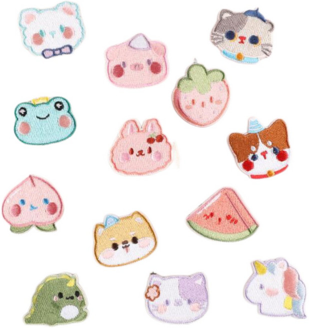 별라 열접착식 와펜 자수 패치 과일 동물원 세트