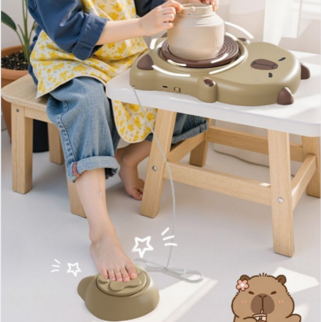 전동 도예물레 미니 도자기 만들기 키트 어린이 점토놀이 장난감 세트, 1개