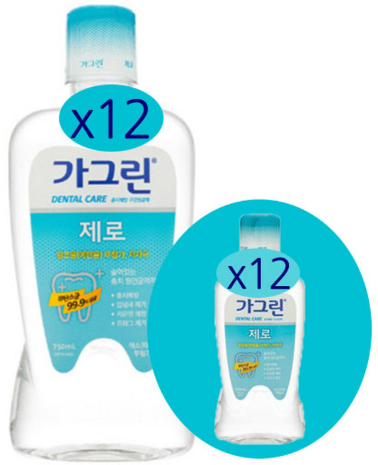 동아제약 가그린 제로 구강청결제 기획세트750mlx12개(250mlx12개증정), 12개