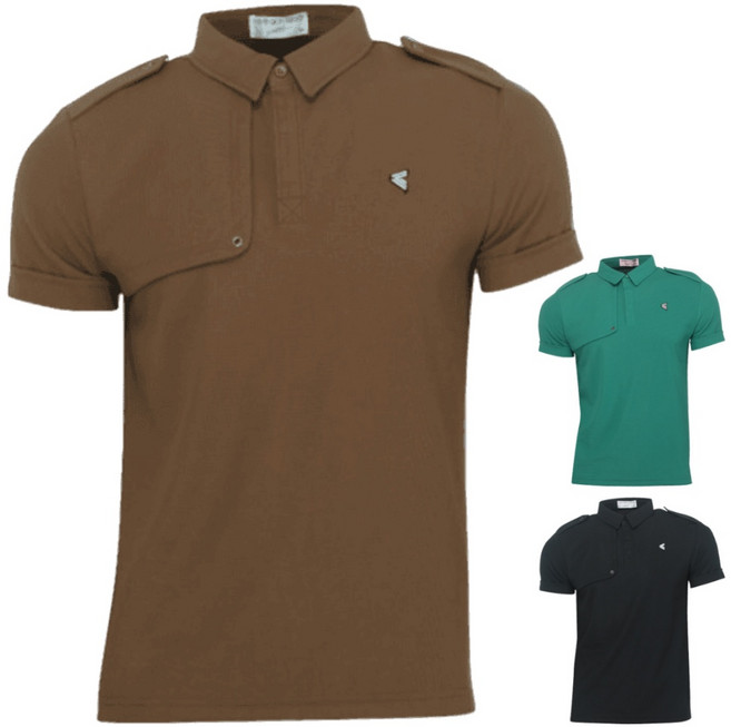 남자 소매 시보리 솔리드 골프 견장 반팔티 골캉스 베이직 골프여행