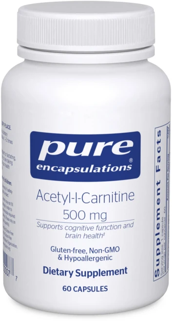 Pure Encapsulations Acetyl l Carnitine 퓨어 인캡슐레이션 아세틸 엘 카르니틴 500mg 아스코르빌 팔미테이트 8mg 60정, 1개 - 쿠팡