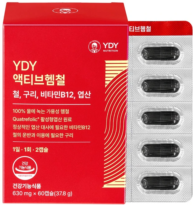 YDY 액티브헴철 고약사 약들약, 1개, 60정 - 쿠팡