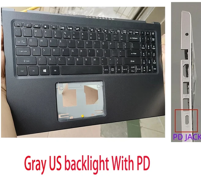 HJ 새 아스파이어 A515-56 A315-58G EX215-54 N20C5 S50-53 팜레스트 키보드 포함 상단 커버 노트북 케이, 07 Gray Type2