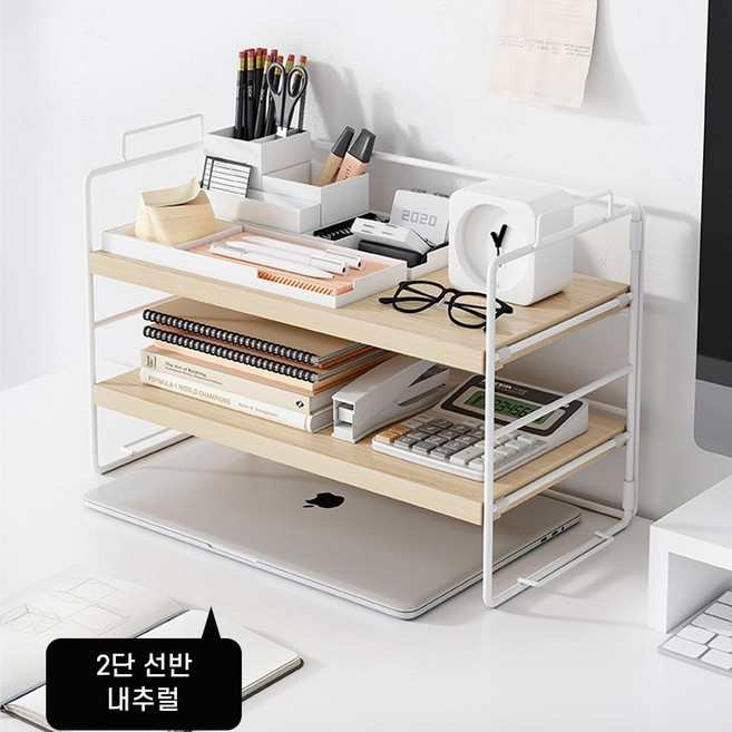 ONY 다용도 책상 정리선반 사무실 데스크 모듈선반 내추럴, 2단, 1개