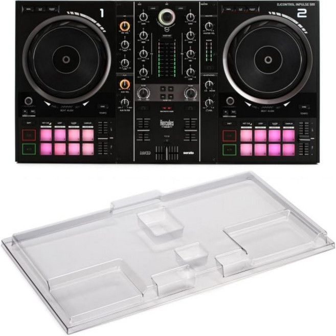 Hercules 허큘리스 DJ컨트롤 인펄스 500 2채널 DJ 컨트롤러 초보자 및 전문가용 보호용 데크세이버 커버 포함, Hercules 허큘리스 DJ컨트롤 인펄스 500 2채