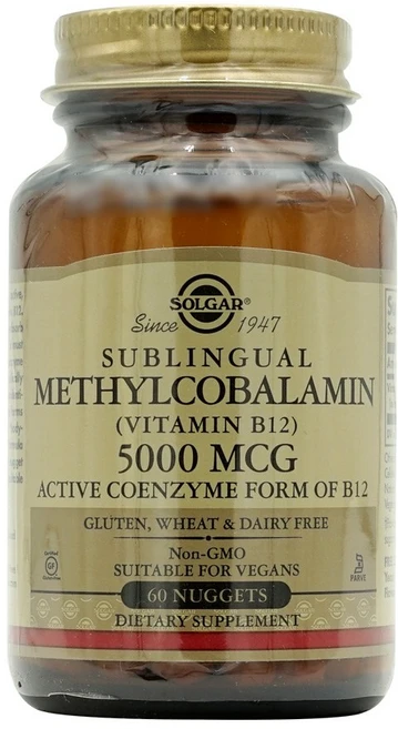 SOLGAR 솔가 비타민B 12 메틸코발라민 5000mcg 60정, 1개 - 쿠팡