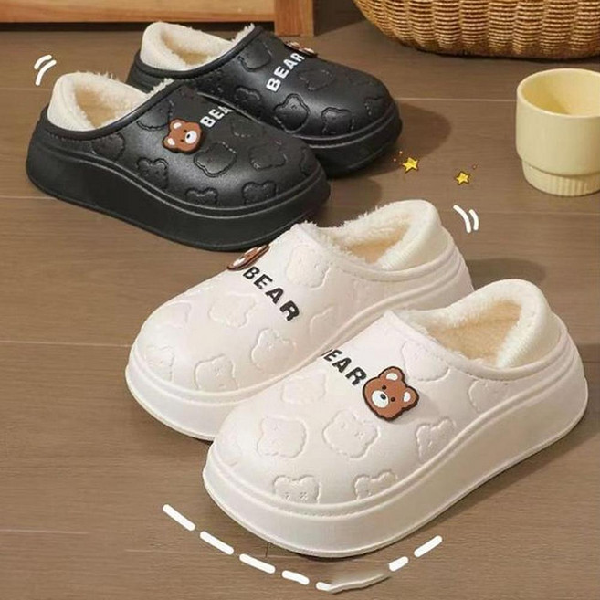 곰돌이 거실 털 방수 실내화 겨울 슬리퍼