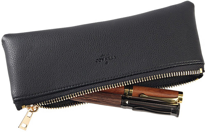 배르나코 국산 가죽 필통 파우치 펜케이스, 1개, 블랙