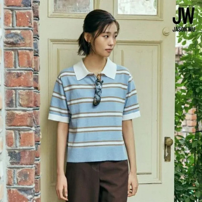 제이슨우 26SS Lucy 코튼 린넨 스트라이프 럭비 니트 2종 (네이비 공통 + 스카이블루 or 핑크 택1)